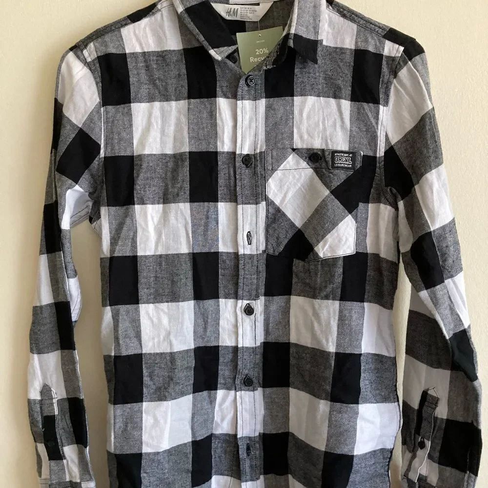 Boys H&M Long Sleeve Plaid Button Down Shirt NWT